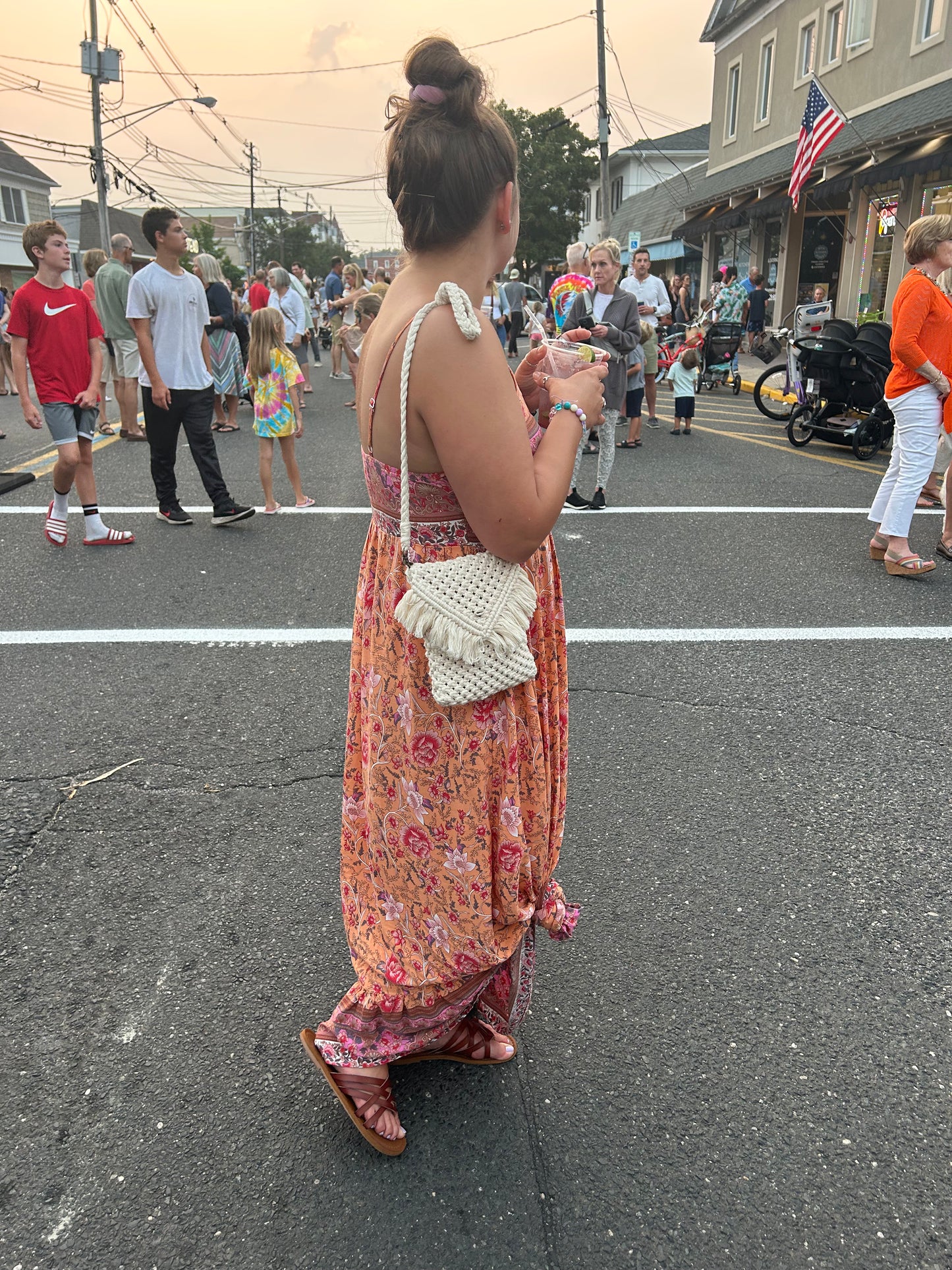 boho macrame satchel bag with fringe- small style