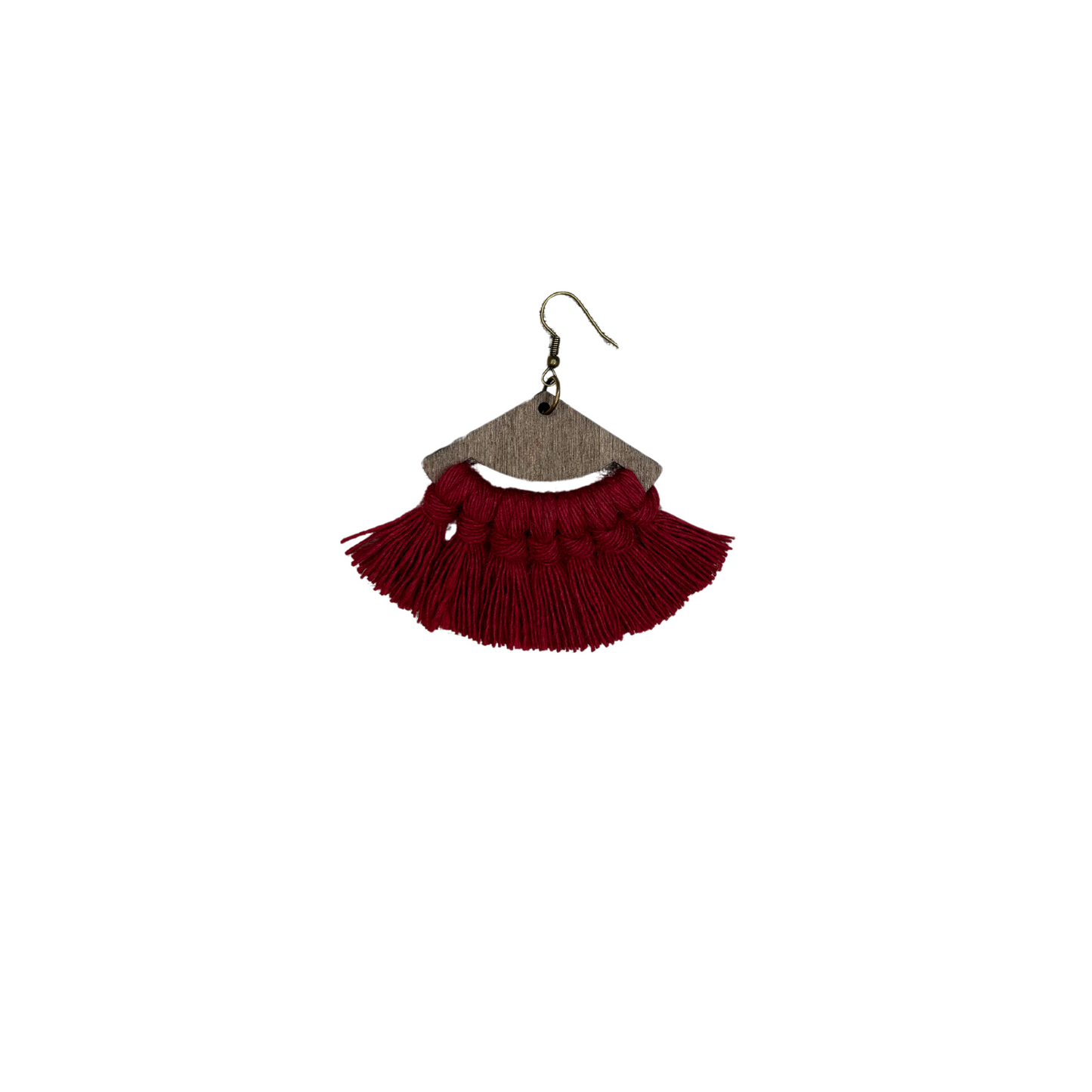 Fringe Earrings- Tricurve Shape, Ruby Red