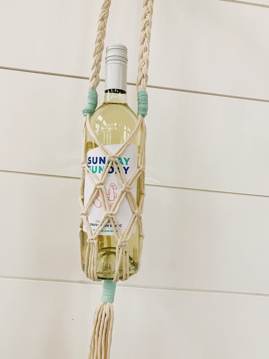 boho macrame wine tote/bottle tote- choose your color