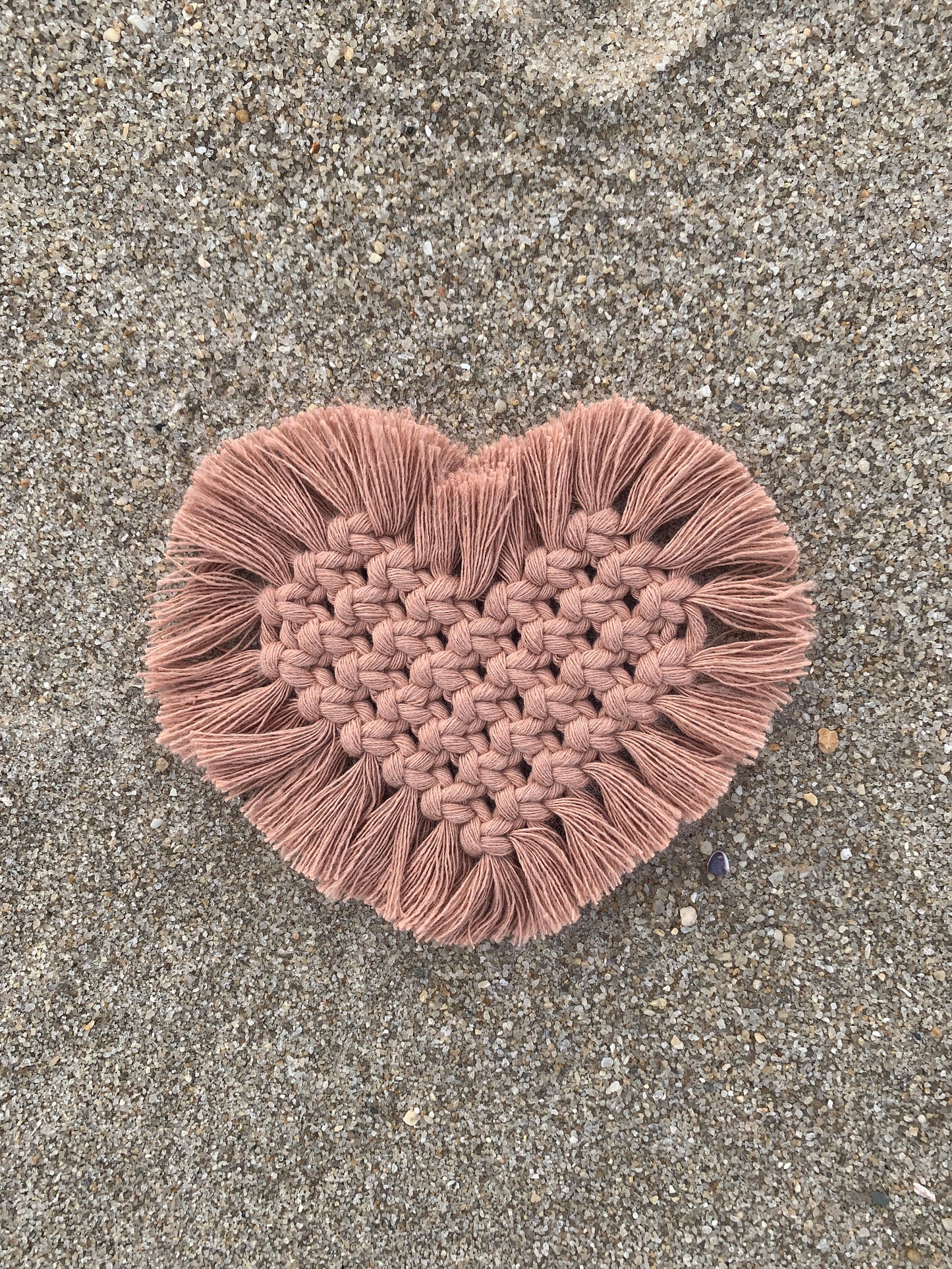 fringe heart coasters- SET OF 2 or 4 macrame boho decor