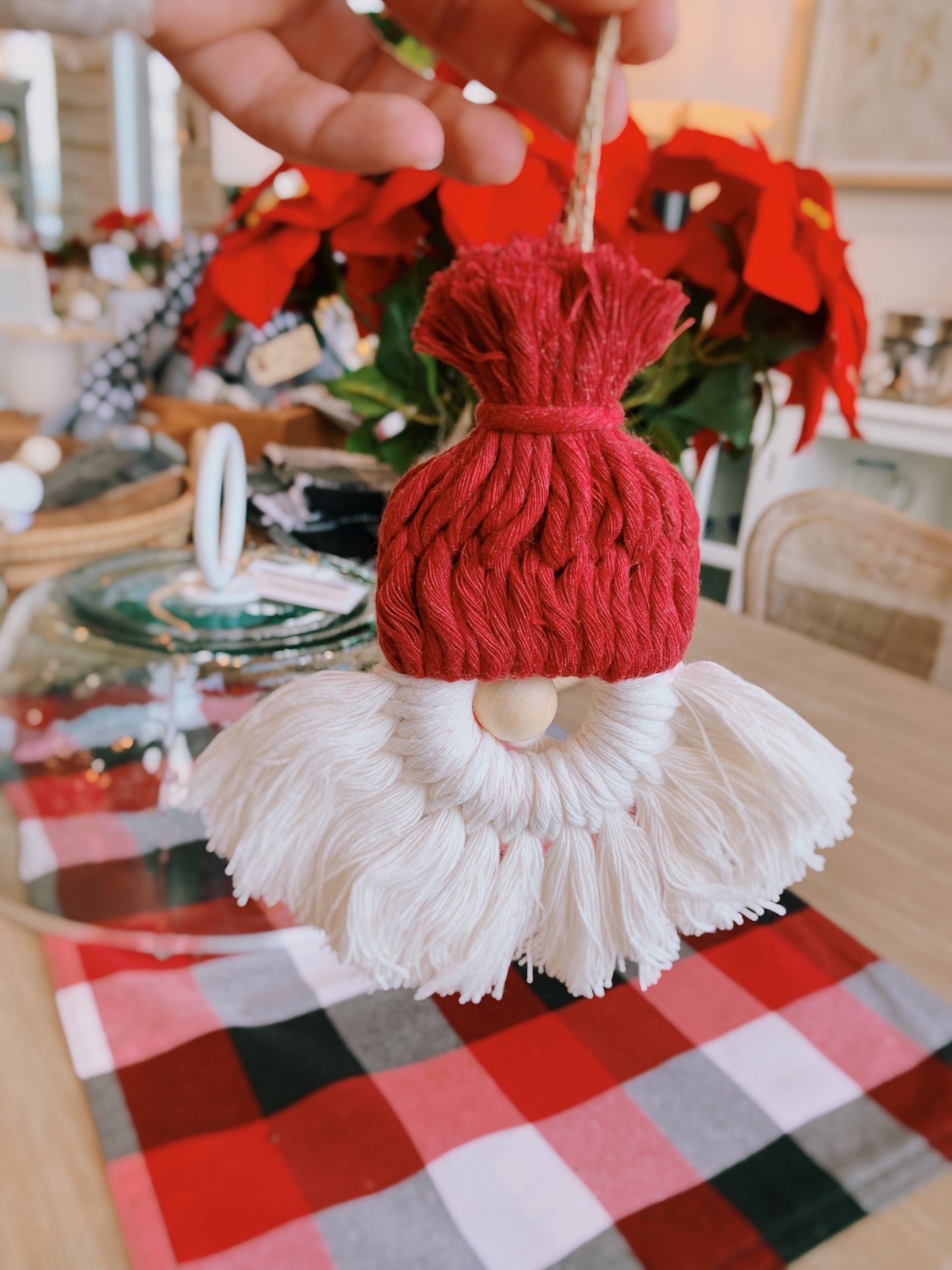 santa gnome macrame ornament stocking stuffer